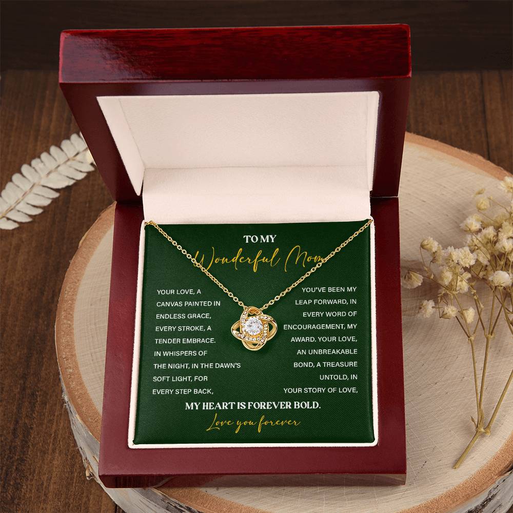 To My Wonderful Mom Necklace with Message Card Gift Box