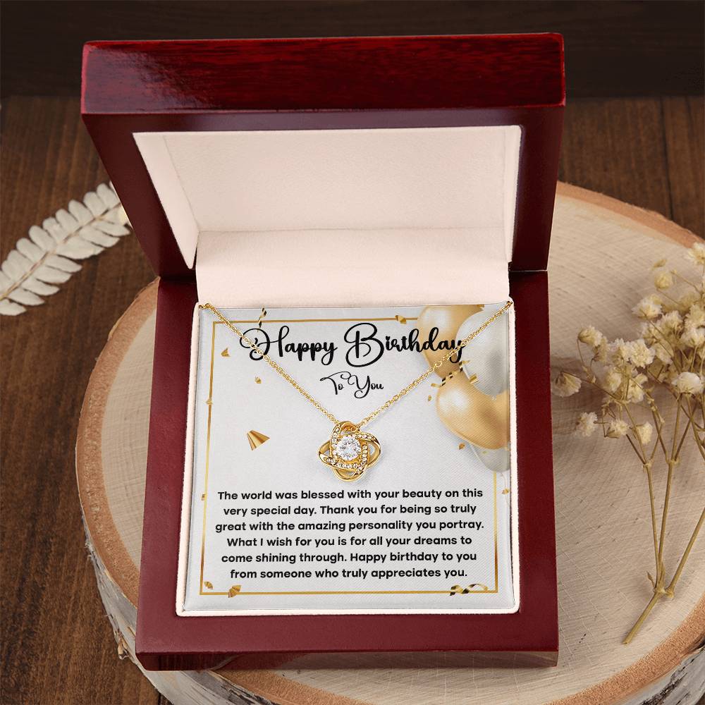 Birthday Necklace Gift for Her – Heartfelt Message Card