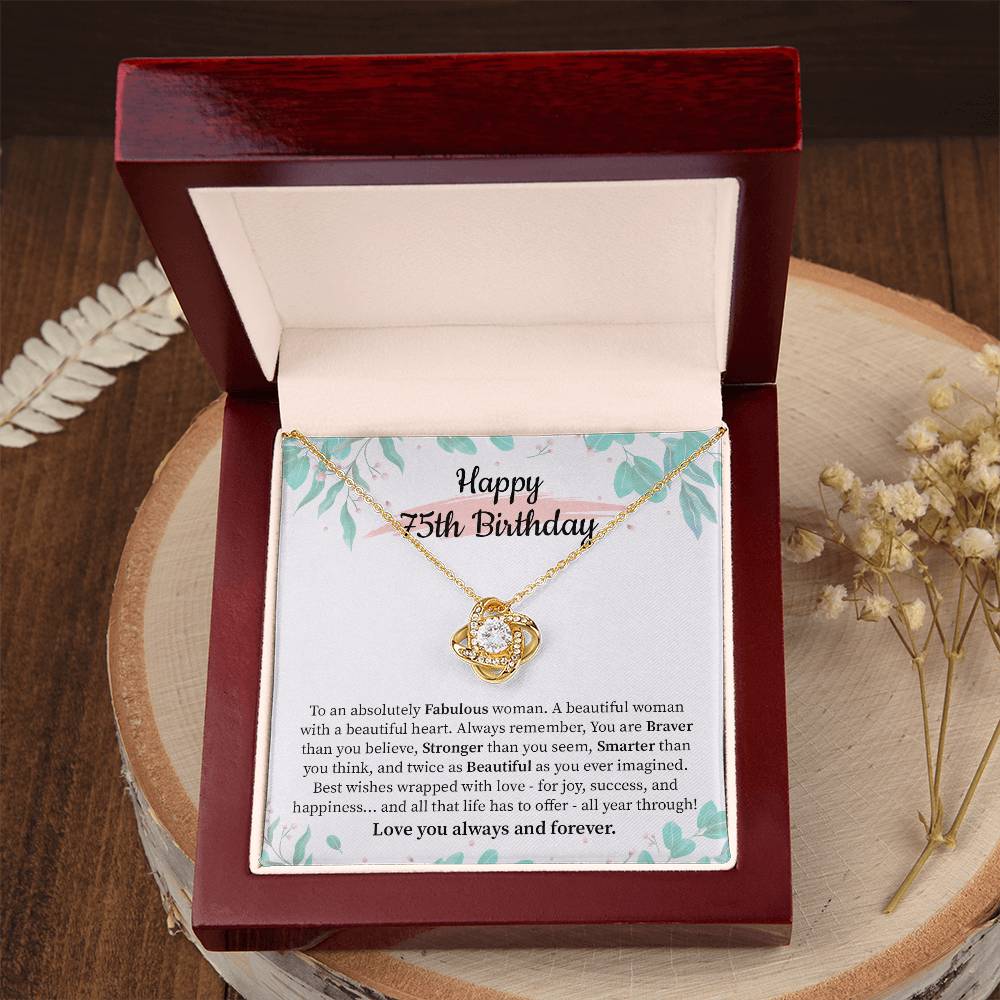 75th Birthday Necklace Gift for Woman with Heartfelt Message