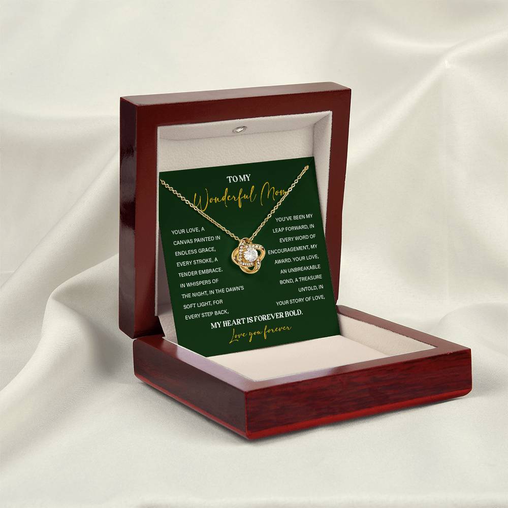 To My Wonderful Mom Necklace with Message Card Gift Box
