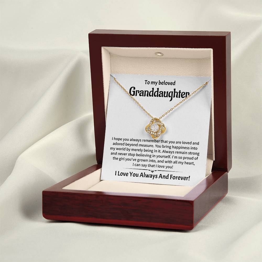 Granddaughter Love Knot Necklace - Birthday, Graduation & Christmas Gift
