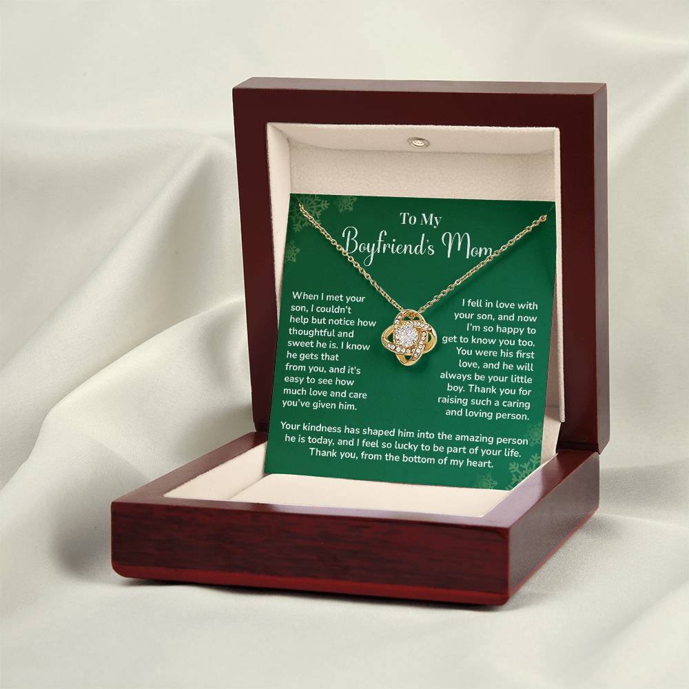 Boyfriend's Mom Love Knot Necklace Gift Gift For Boyfriend's Mom Thoughtful Gift From Girlfriend Emotional Gift For Boyfriend's Mom Sentimental Jewelry For Her Special Thank You Present Emotional Message Necklace