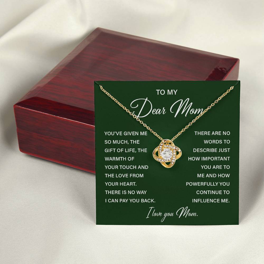 I Love You Mom Necklace with Emotional Gift Note