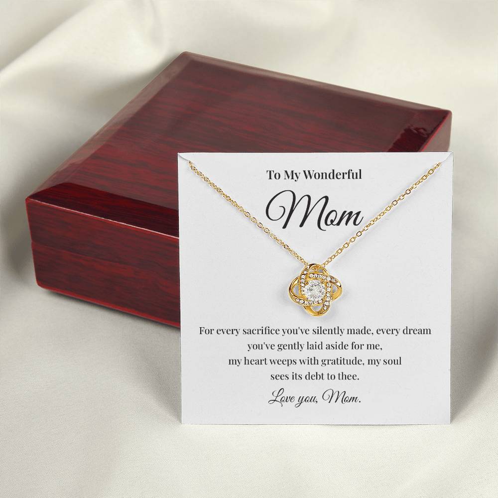 Necklace Gift for Wonderful Mom With Love Knot Pendant