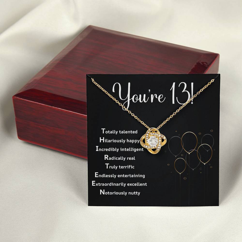 Funny 13th Birthday Necklace for Teen Girl – Gift Box with Acronym Card