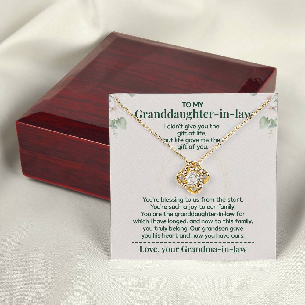 To My Granddaughter-in-law - Necklace Gift Family Is Made From Love, Not Genes Thank You For Making My Grandson Feel Complete Heartfelt Jewelry To Celebrate Our Family Bond Heartfelt Jewelry For Granddaughter-in-law Love And Family Necklace Gift