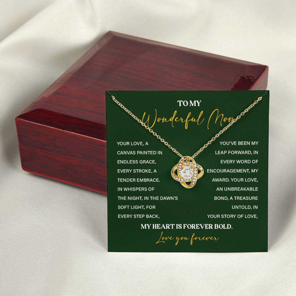To My Wonderful Mom Necklace with Message Card Gift Box