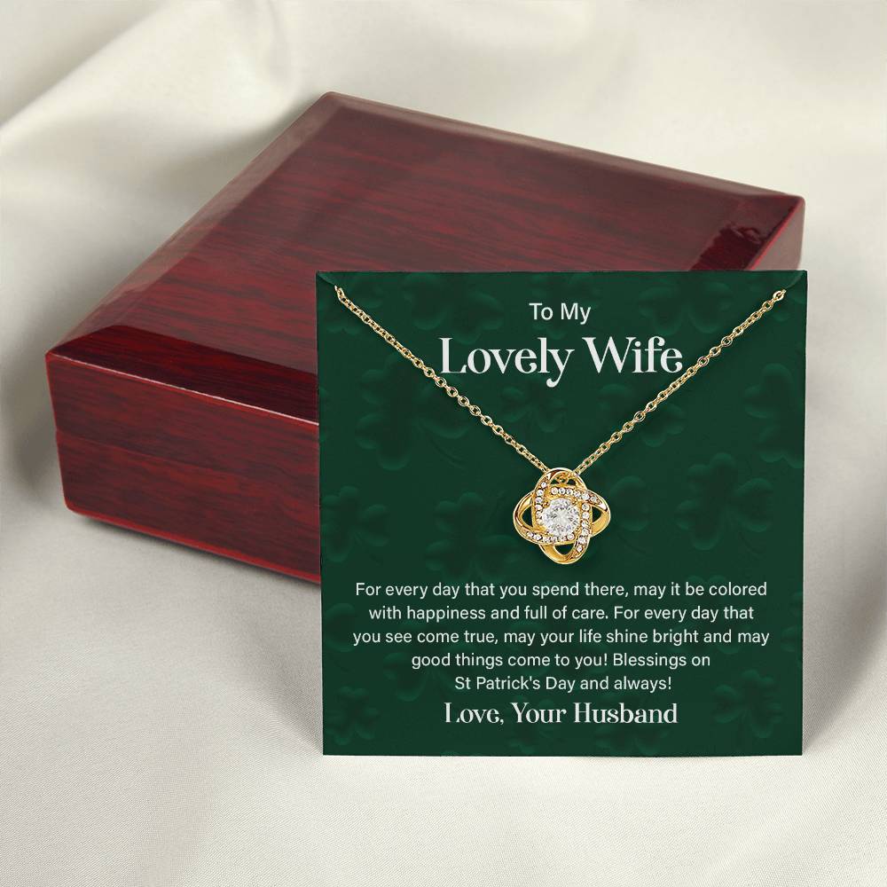 Wife St. Patrick's Day Necklace Gift Box & Card