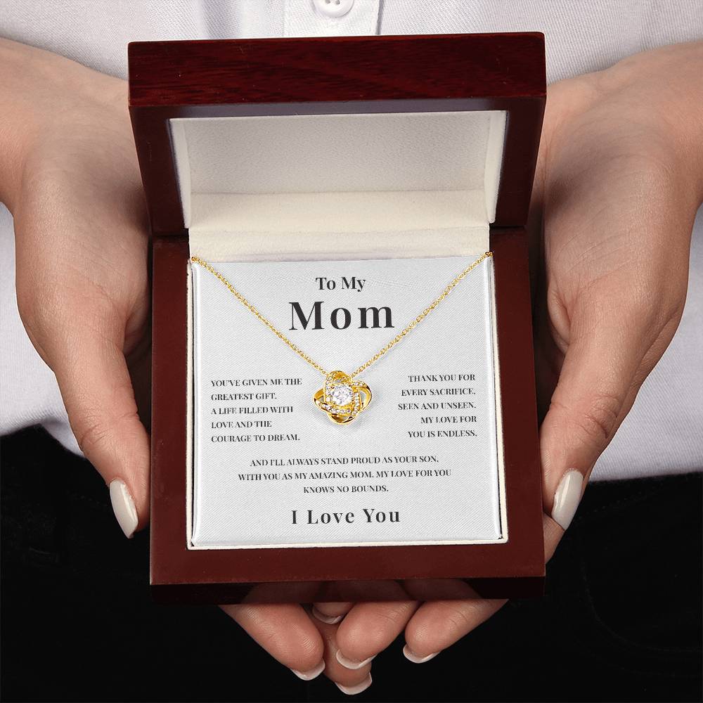 Necklace Gift for Mom from Son with Endless Love Message Card