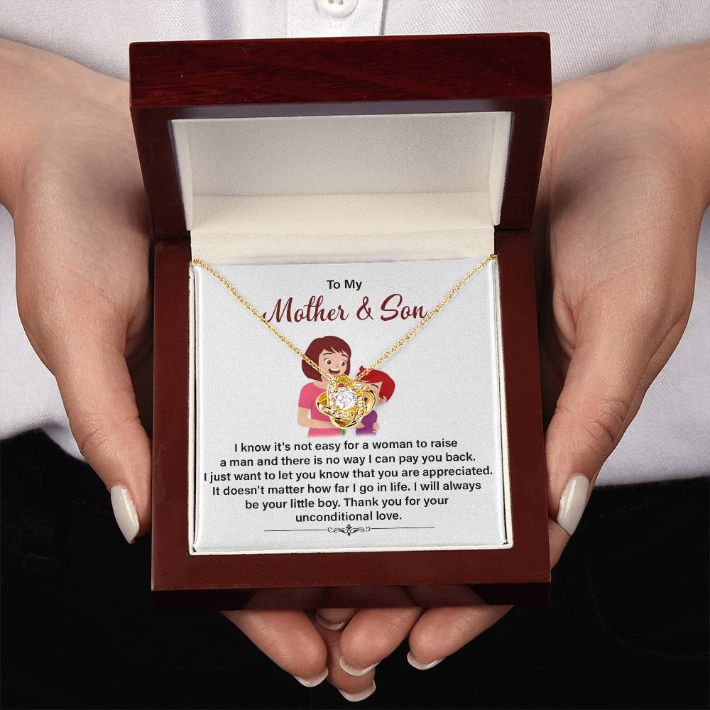 Mother and Son Necklace Gift with Message Card Inside
