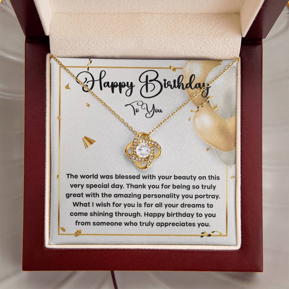 Birthday Necklace Gift for Her – Heartfelt Message Card