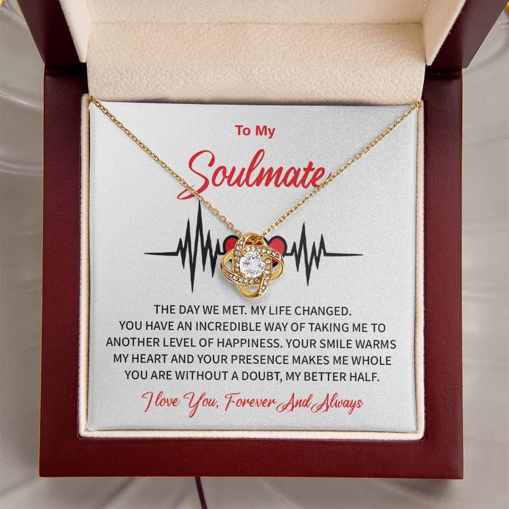 To My Soulmate Love Knot Necklace Gift for Wife