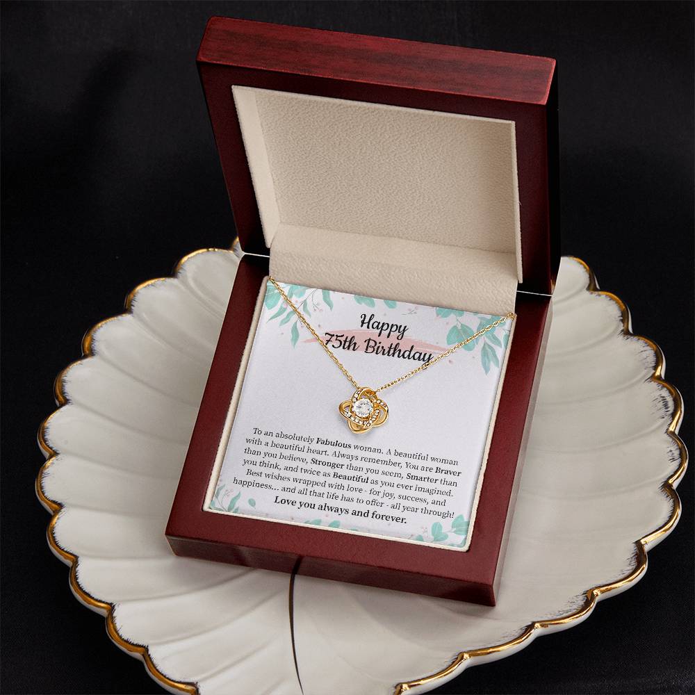 75th Birthday Necklace Gift for Woman with Heartfelt Message