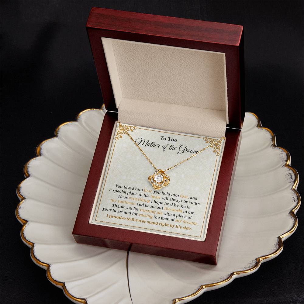 Groom’s Mom Necklace Gift from Bride with Message Card