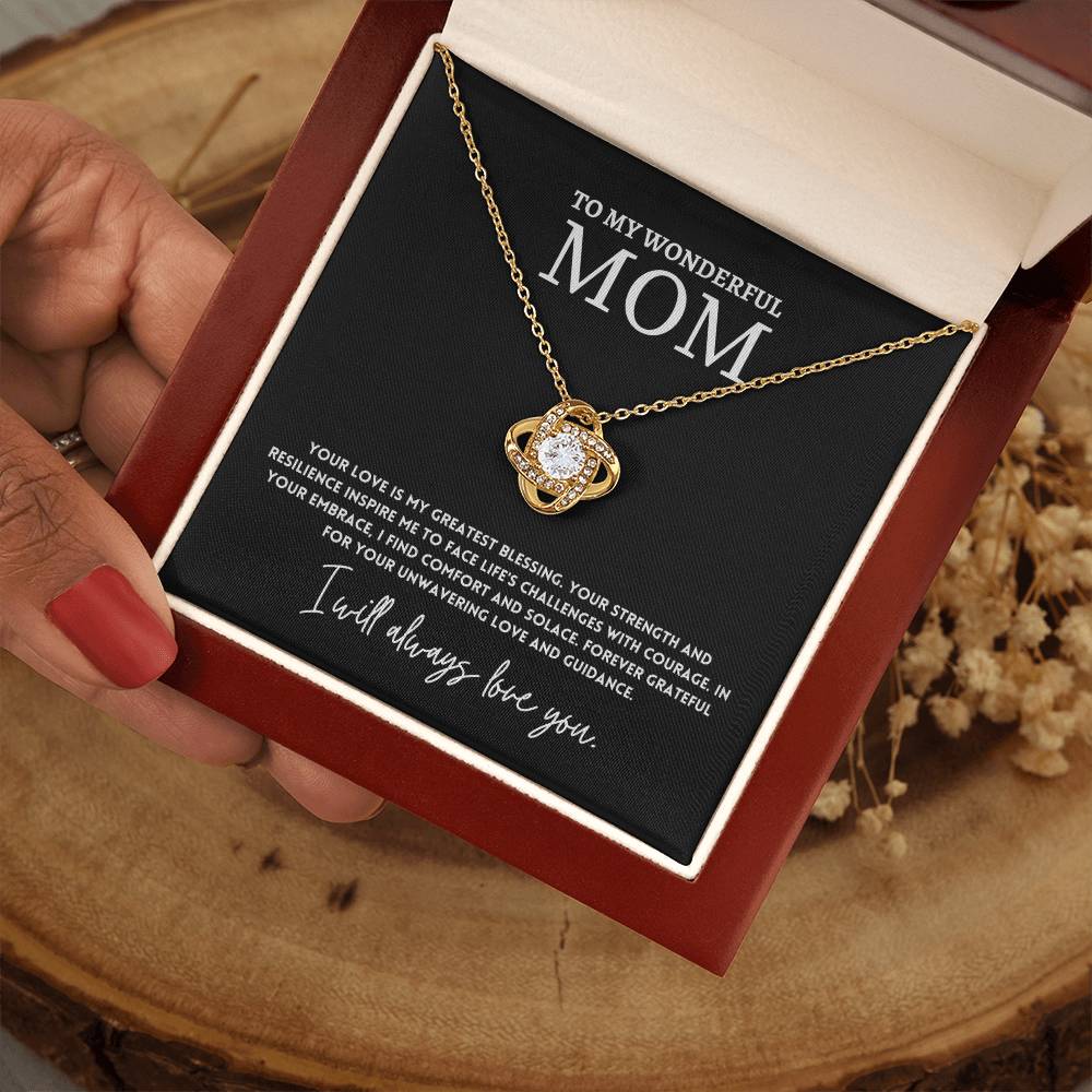 To My Wonderful Mom Necklace Gift with Message Card