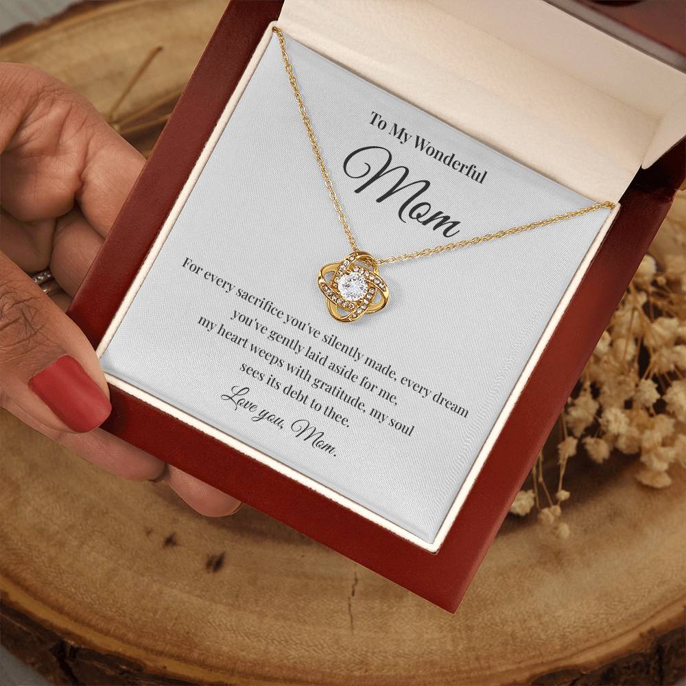 Necklace Gift for Wonderful Mom With Love Knot Pendant
