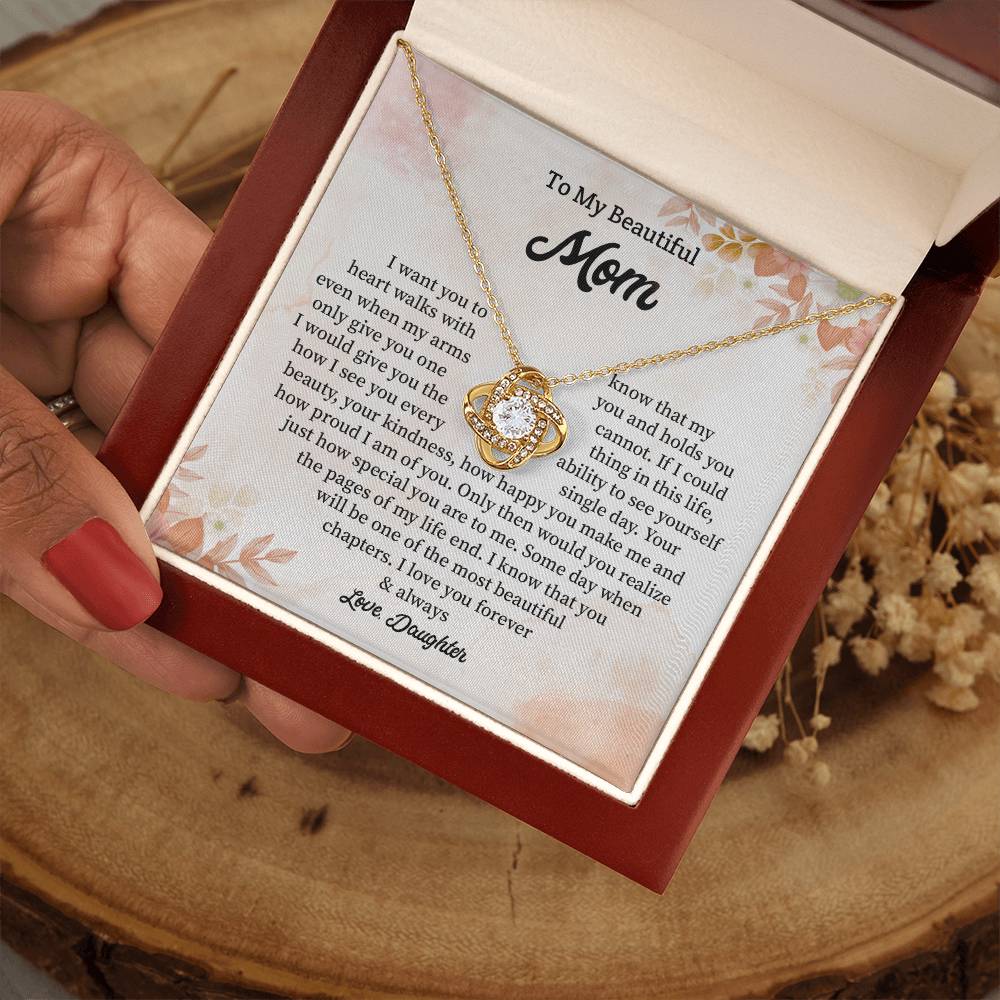 Daughter to Mom Gift Necklace with Message Card