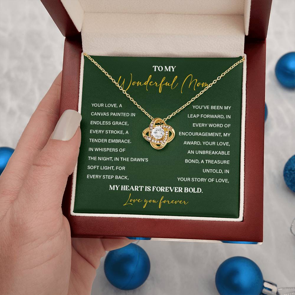 To My Wonderful Mom Necklace with Message Card Gift Box