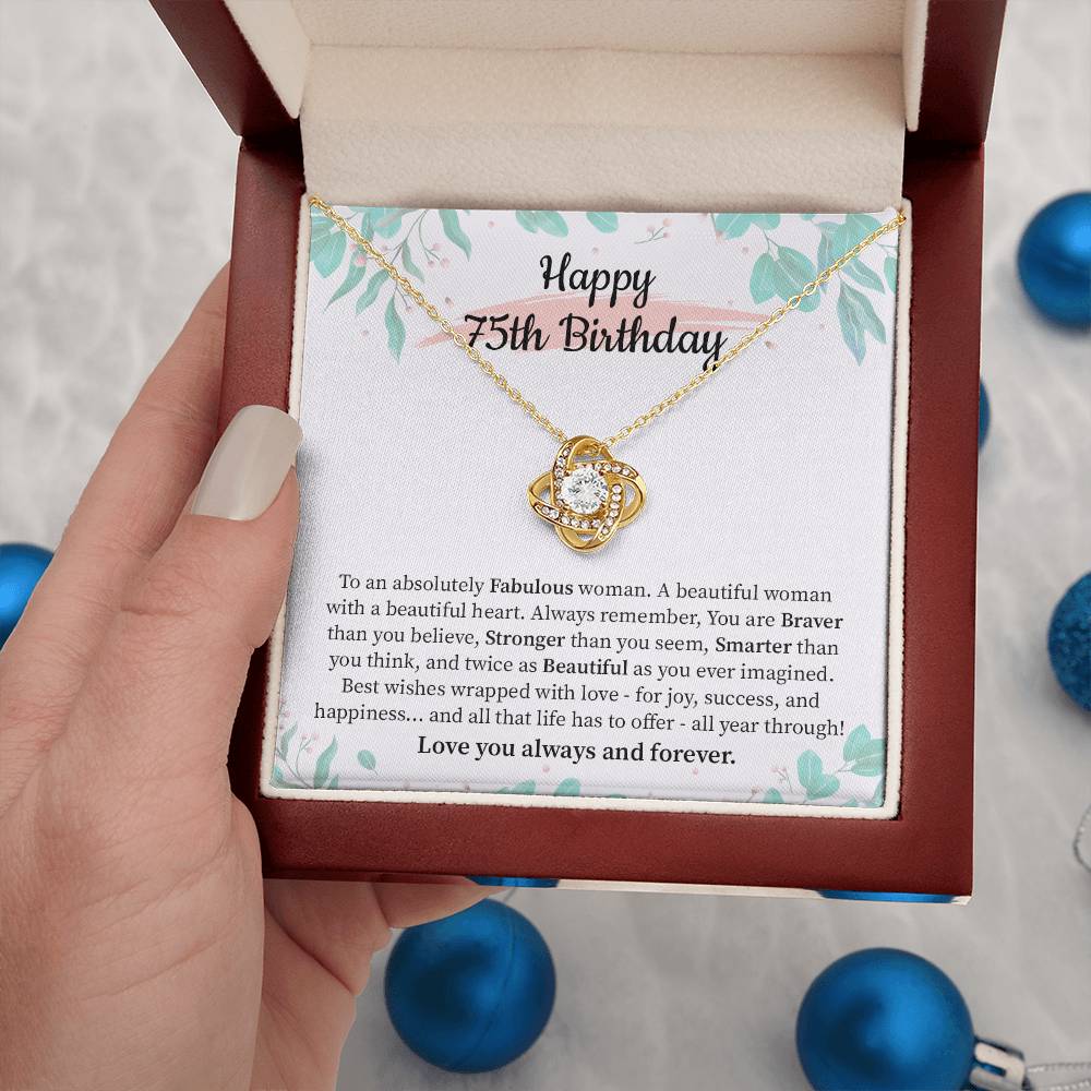 75th Birthday Necklace Gift for Woman with Heartfelt Message