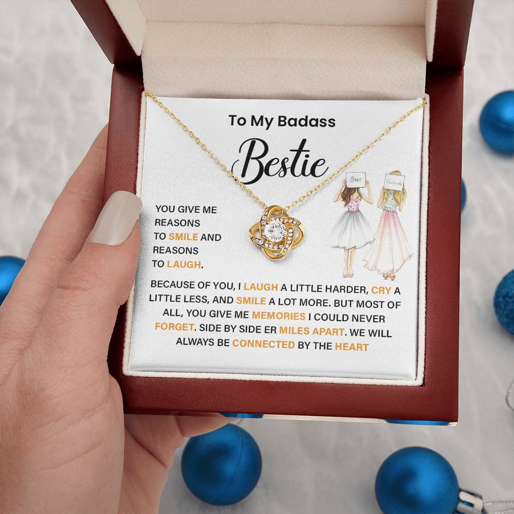 Badass Bestie Necklace Gift with Heartfelt Message Card