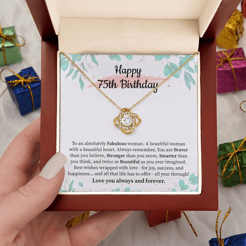 75th Birthday Necklace Gift for Woman with Heartfelt Message