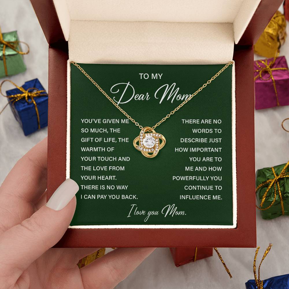 I Love You Mom Necklace with Emotional Gift Note