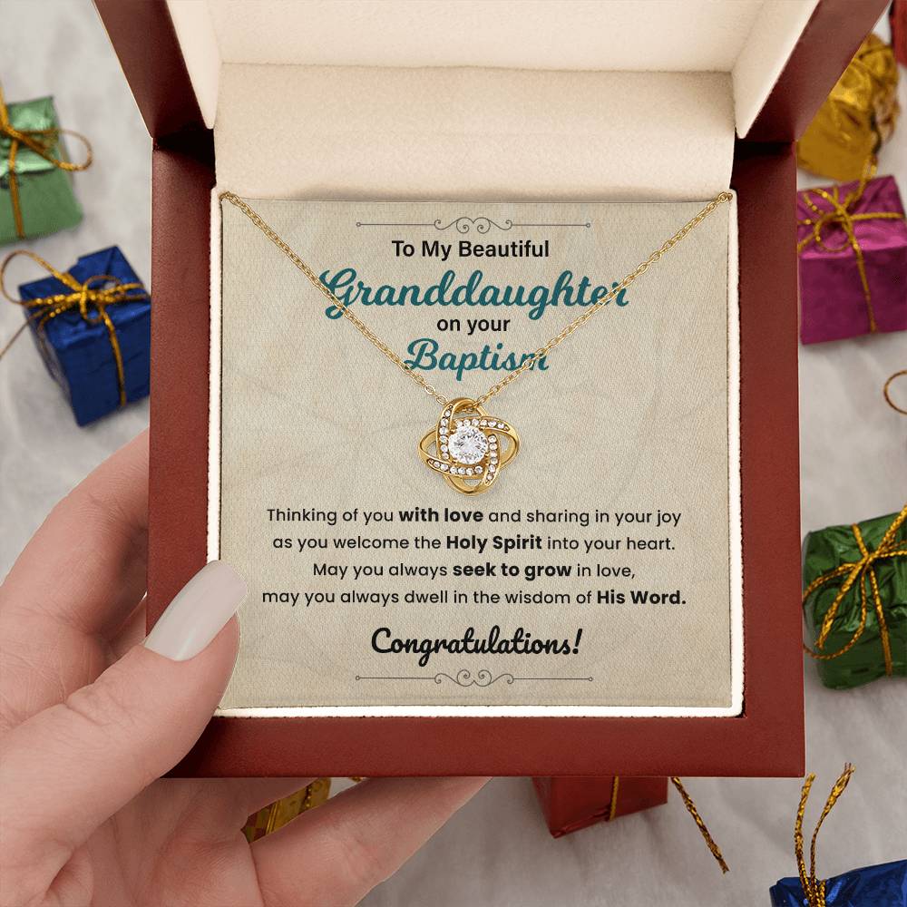Baptism Necklace Gift For Granddaughter With Message Card