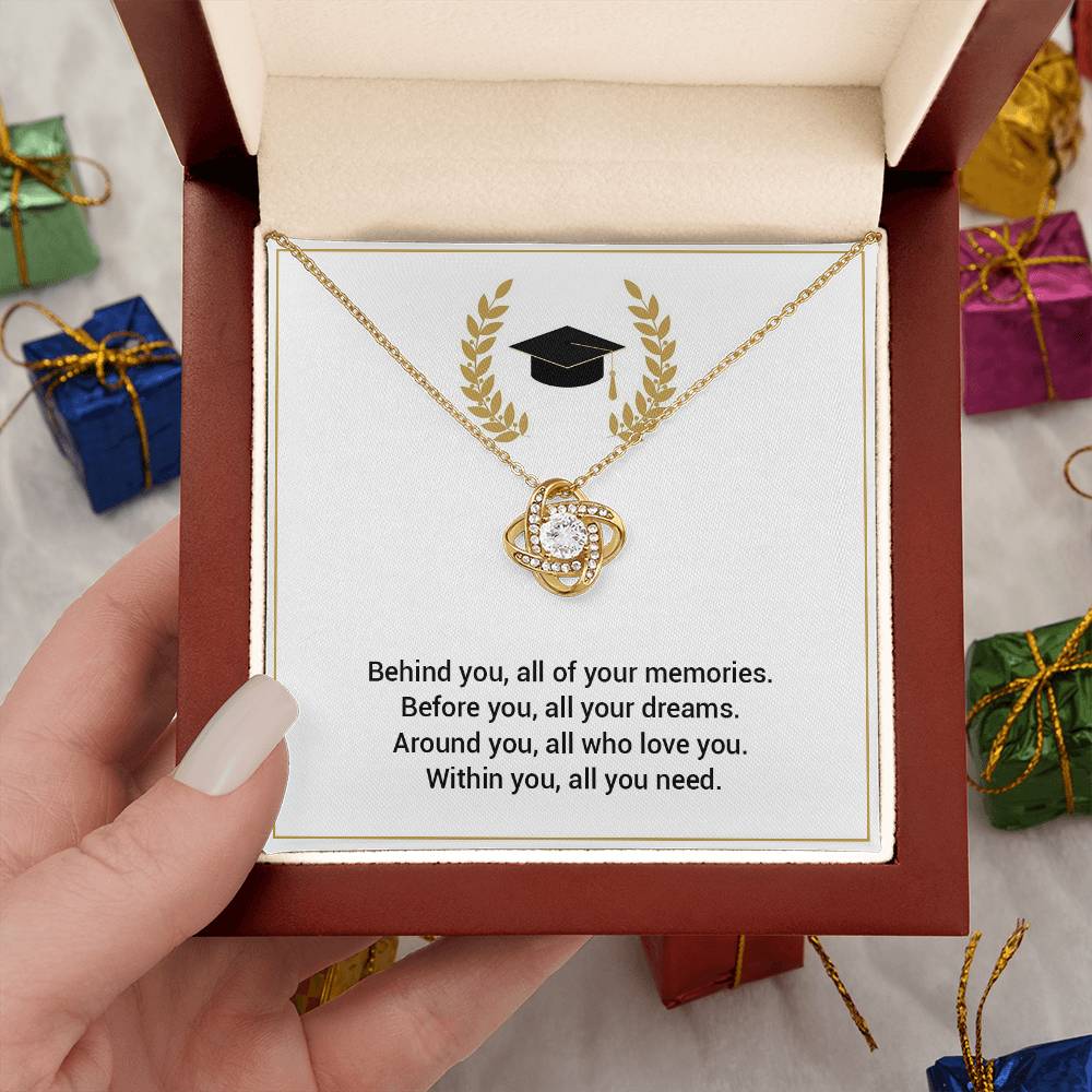 Graduation Necklace Gift with Cap & Laurel Design