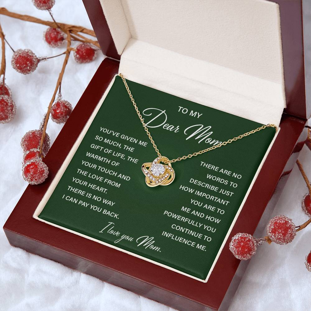 I Love You Mom Necklace with Emotional Gift Note