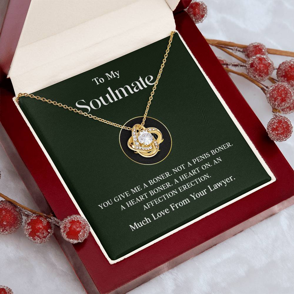 Funny Soulmate Necklace Gift from Lawyer Love Knot Box