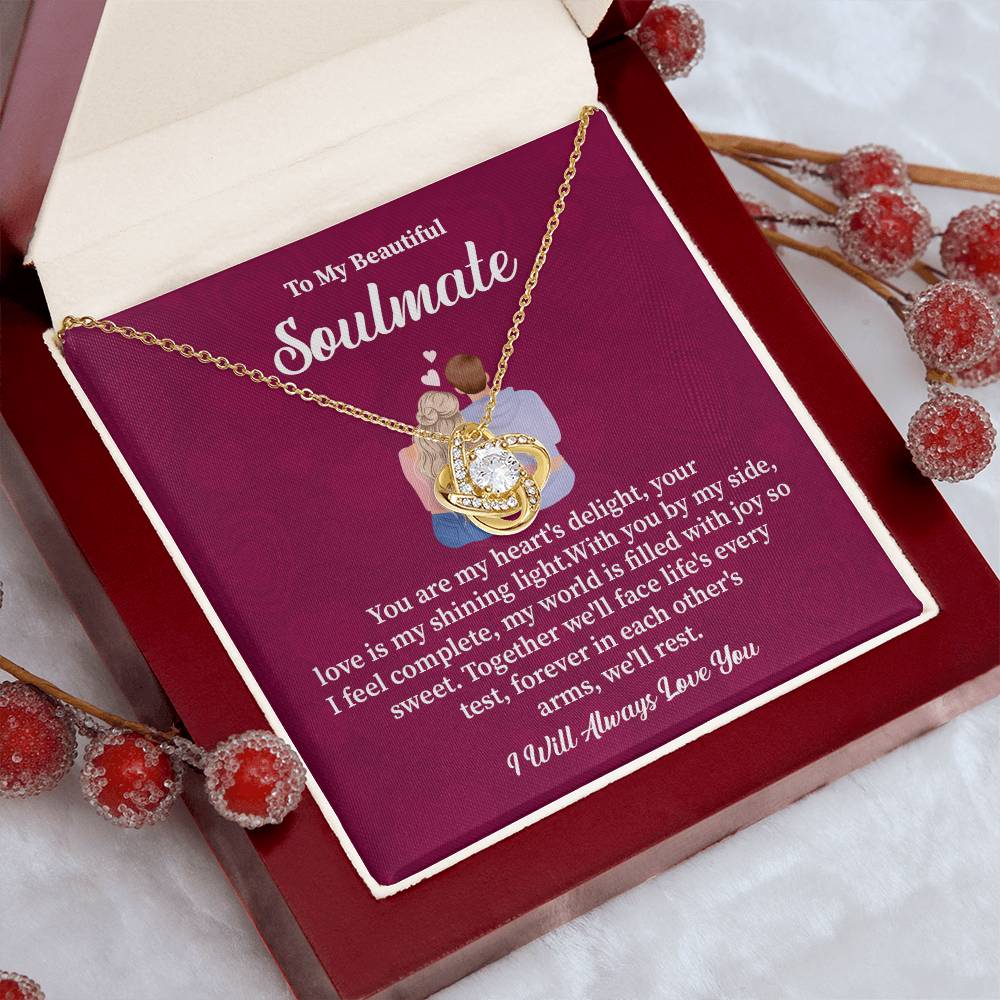 Soulmate Necklace Gift with Romantic Quote Card