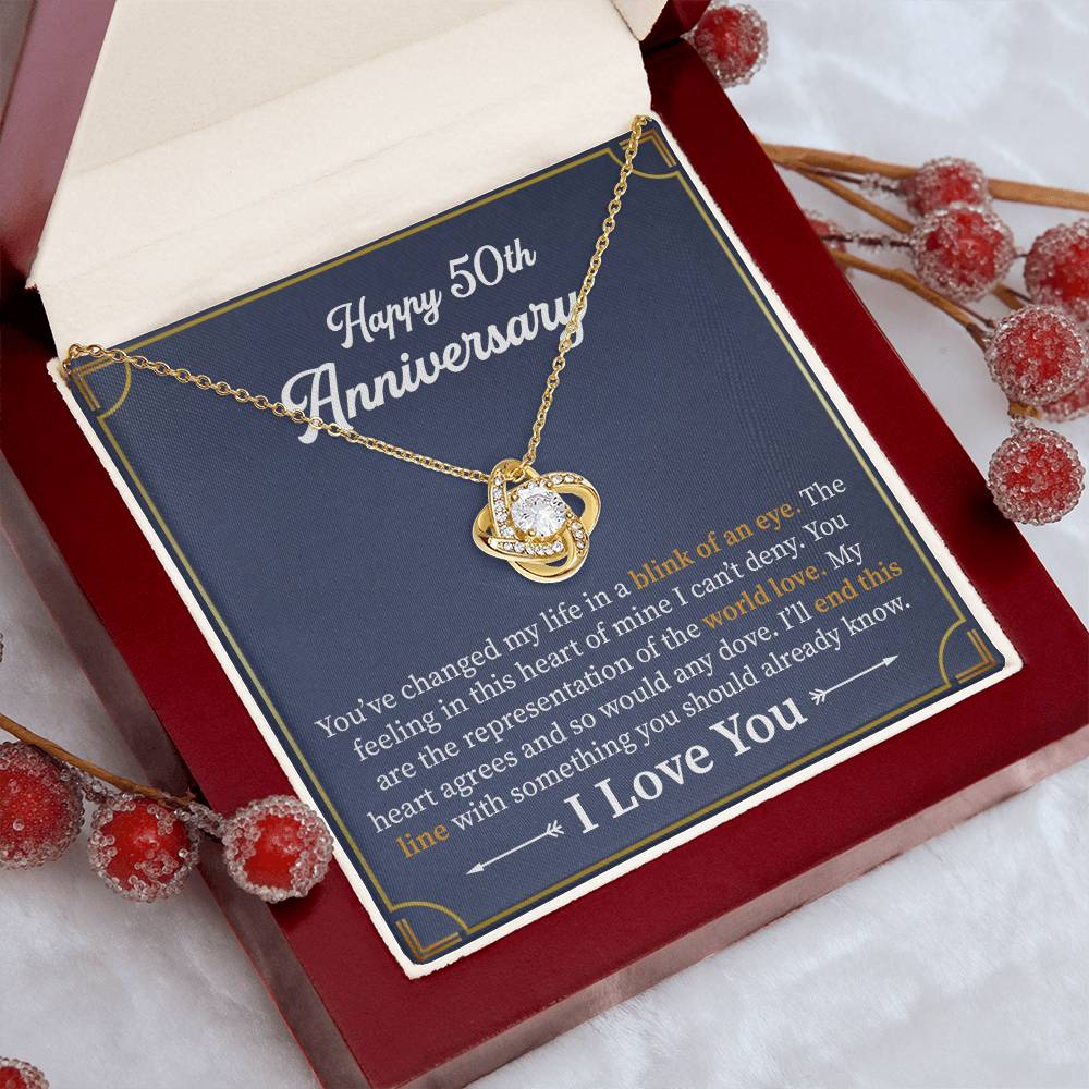 50th Anniversary Necklace Gift for Wife Golden Anniversary Forever Love Jewelry with Message Card