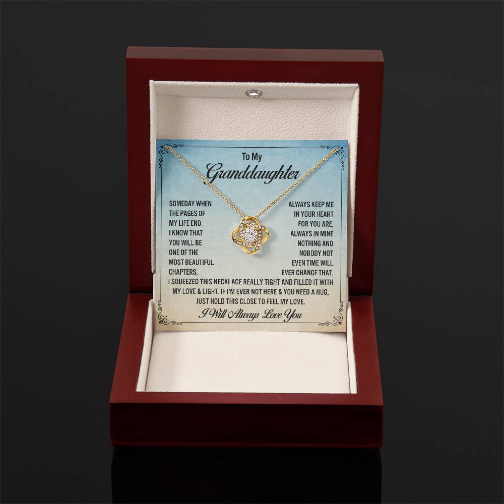 To My Granddaughter Jewelry, Love Knot Necklace For Granddaughter From Grandpa & Grandma, I Will Always Love You.