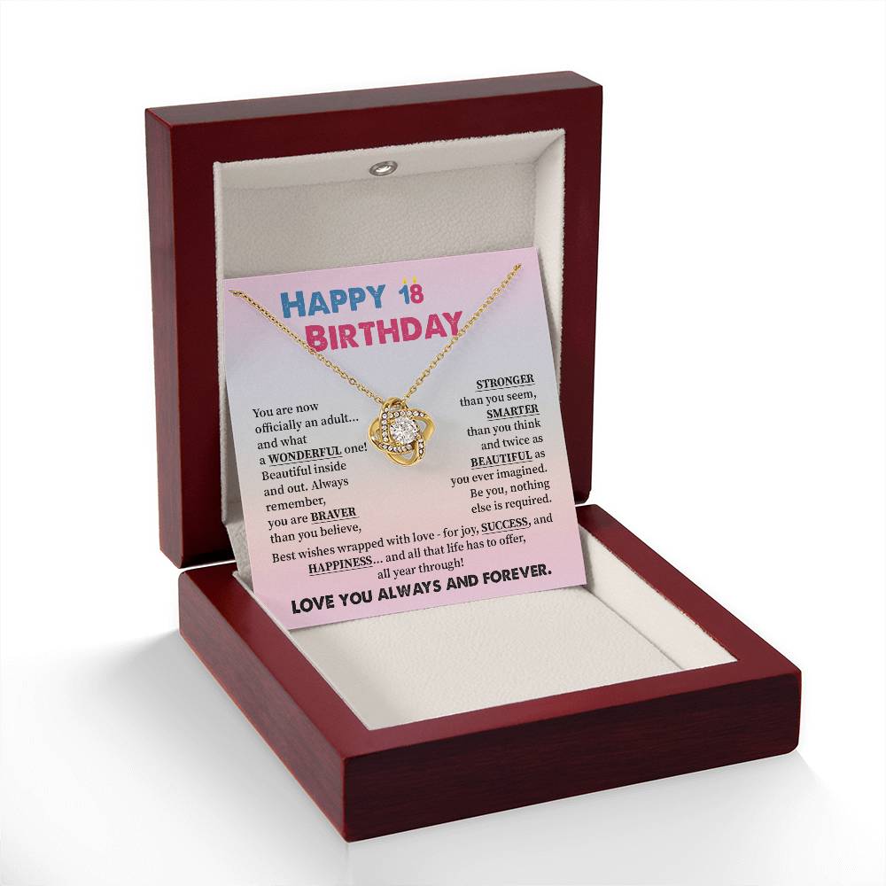 18th Birthday Necklace for Girl – Pastel Message Card Jewelry Gift