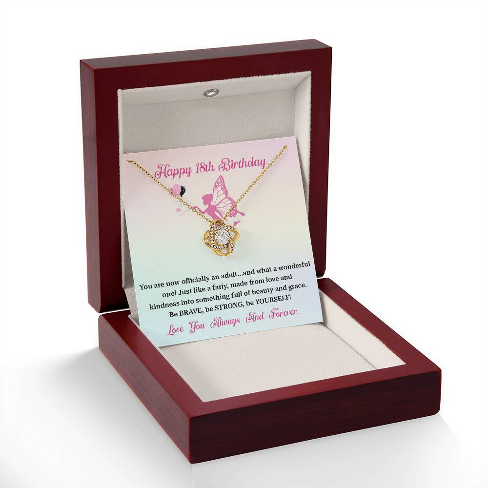 18th Birthday Necklace Gift – Fairy Wings & Brave Message Box