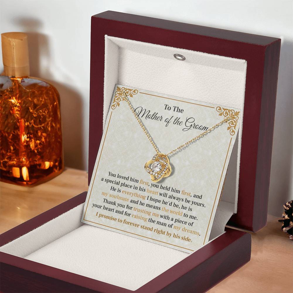 Groom’s Mom Necklace Gift from Bride with Message Card