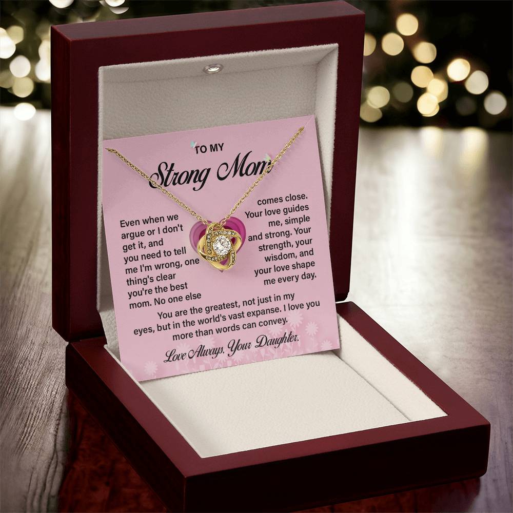 Strong Mom Necklace Gift from Daughter with Love