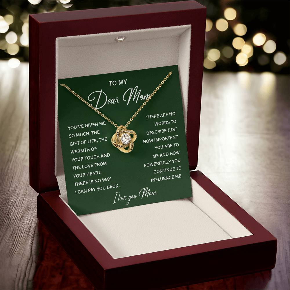 I Love You Mom Necklace with Emotional Gift Note