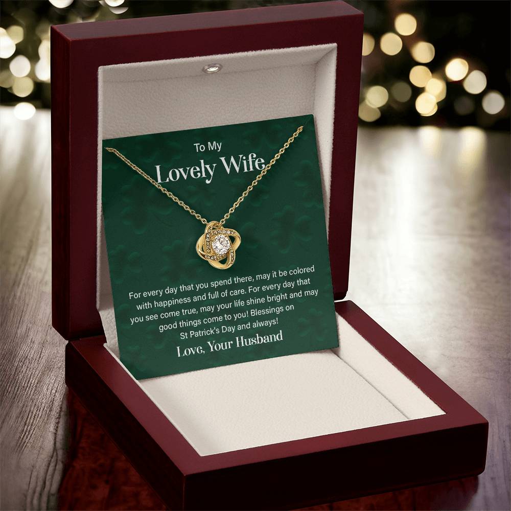 Wife St. Patrick's Day Necklace Gift Box & Card