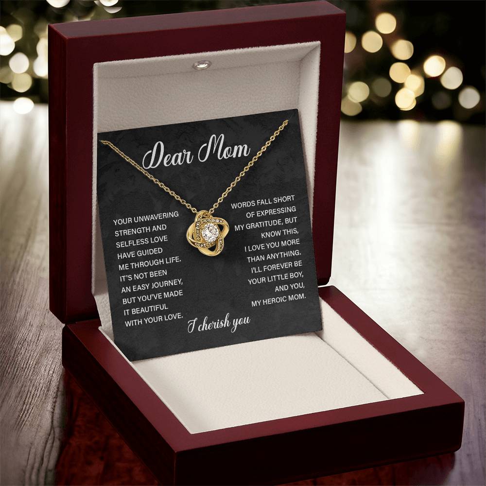 Dear Mom Necklace – From Son to Heroic Mother with Sentimental Card Gift