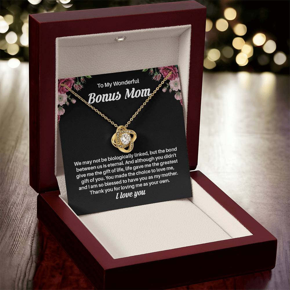 Bonus Mom Necklace Gift – Thank You for Loving Me