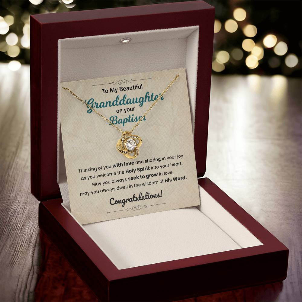 Baptism Necklace Gift For Granddaughter With Message Card