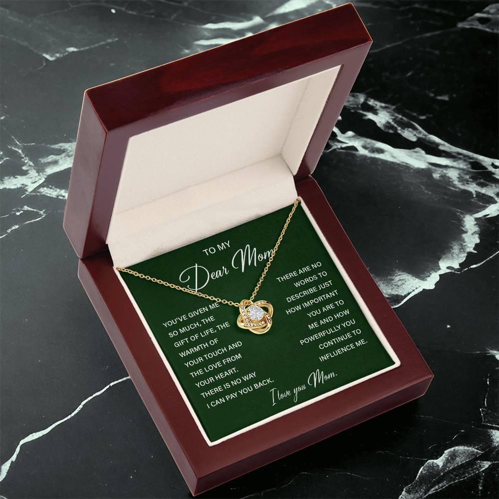 I Love You Mom Necklace with Emotional Gift Note