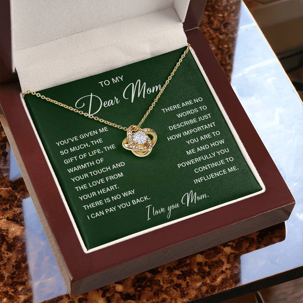 I Love You Mom Necklace with Emotional Gift Note
