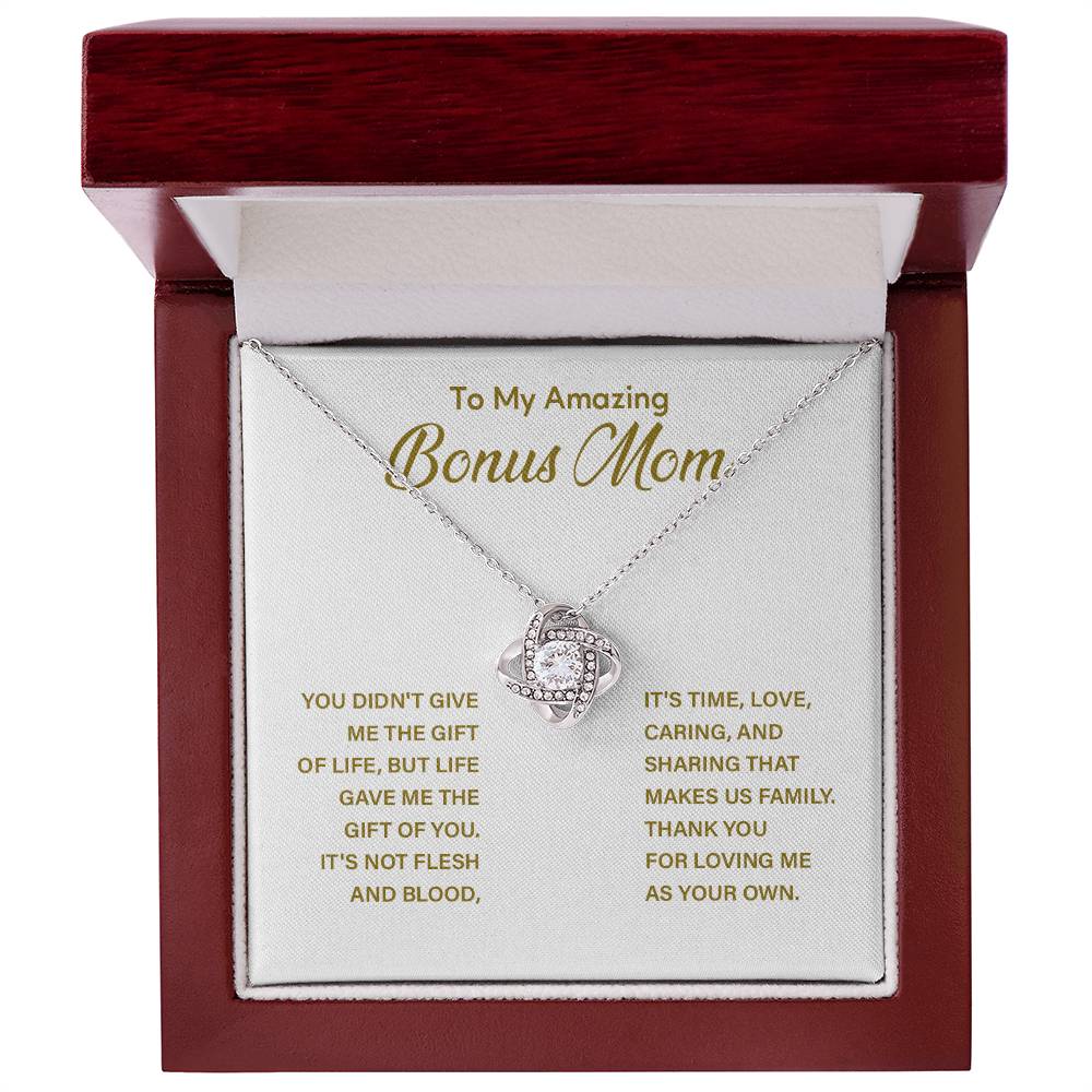 Bonus Mom Necklace with Message Card – Thank You for Loving Me