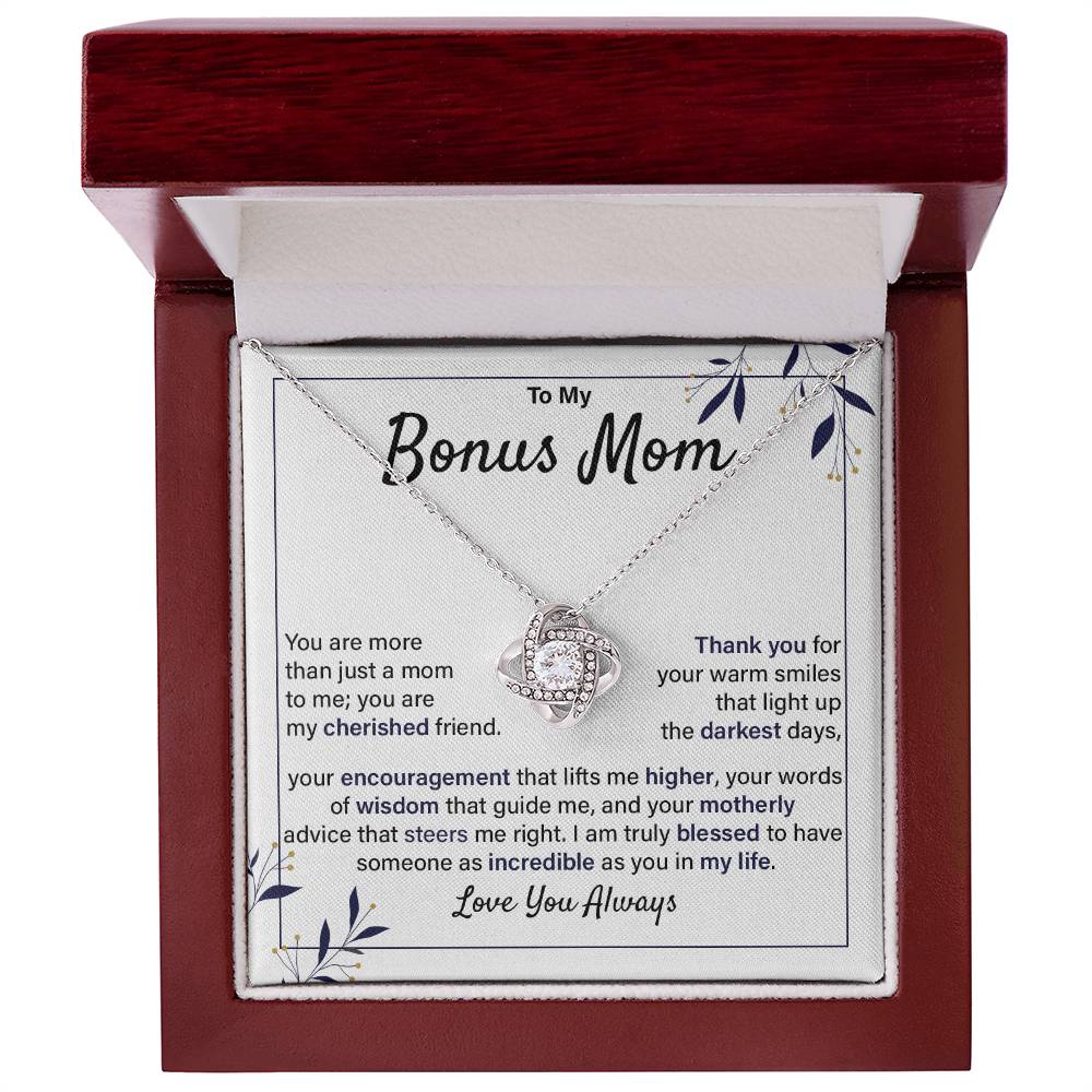 Bonus Mom Necklace Gift from Daughter with Card