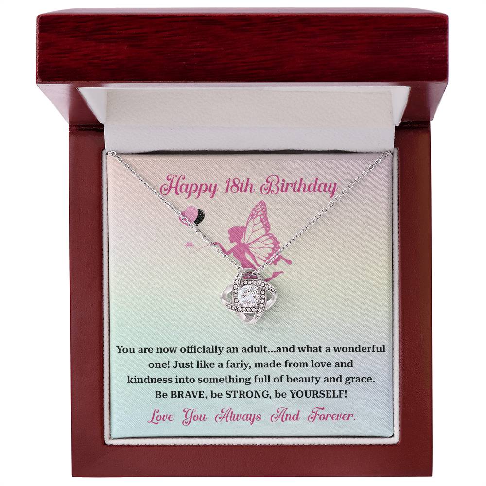 18th Birthday Necklace Gift – Fairy Wings & Brave Message Box