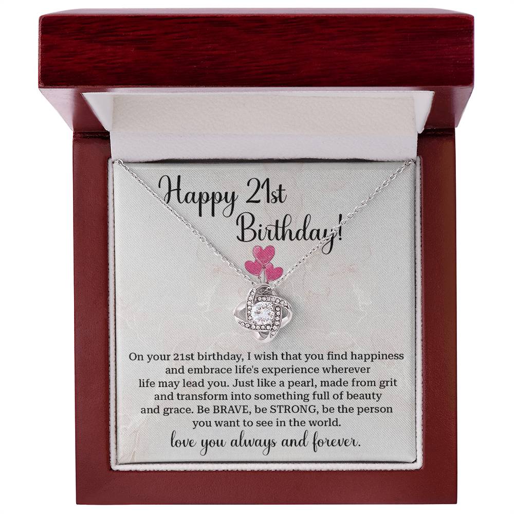 21st Birthday Necklace for Daughter – Gift Box with Message Card