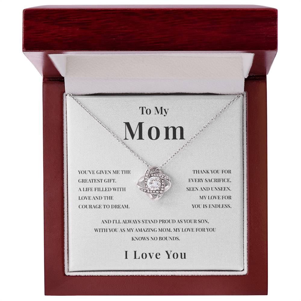 Necklace Gift for Mom from Son with Endless Love Message Card