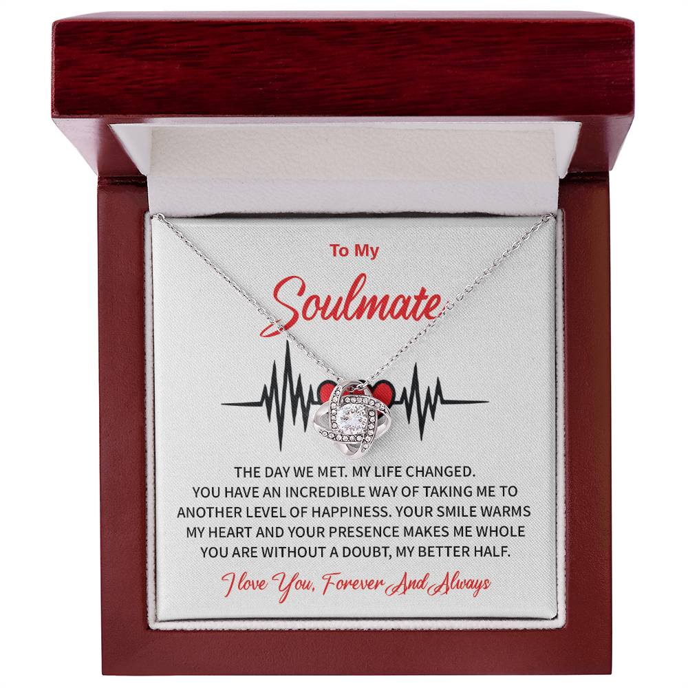 To My Soulmate Love Knot Necklace Gift for Wife